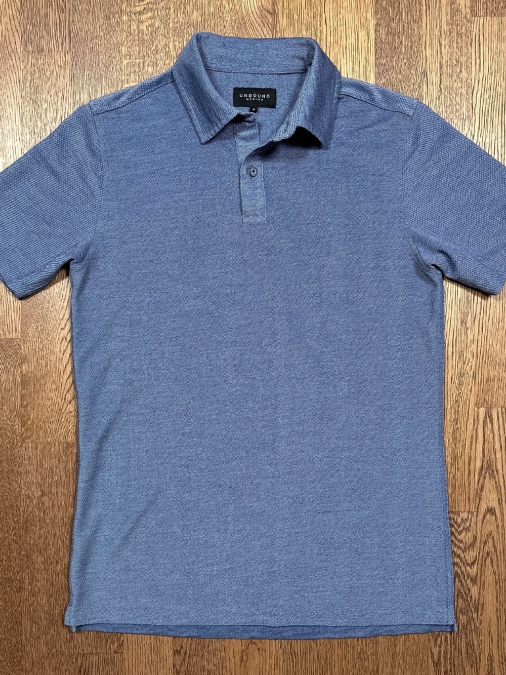 Unbound Merino Wool Blend Pique Coastal Blue Polo Shirt Mens Small